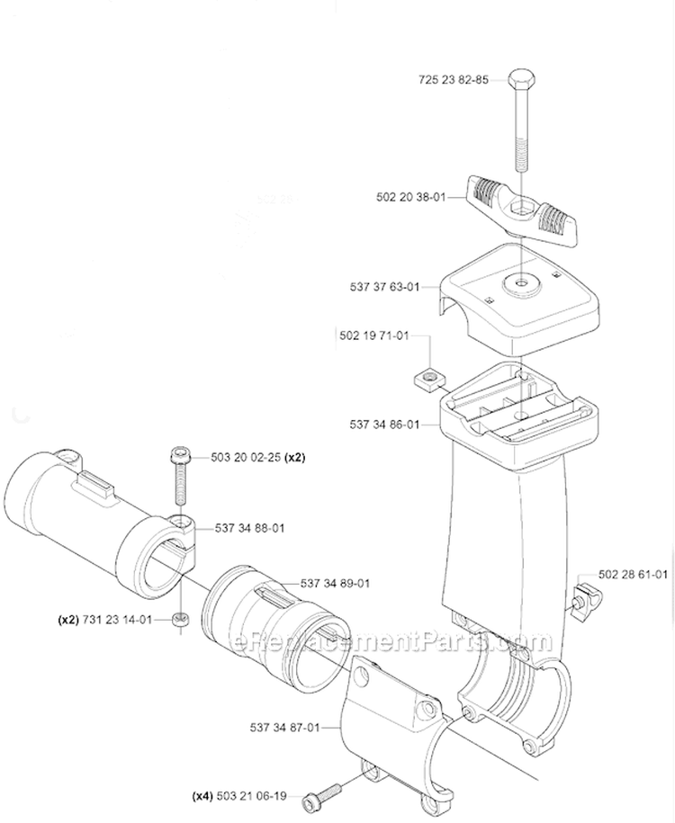 Tower Diagram and Parts List for 335RX 2005-06 Husqvarna Brush Cutter