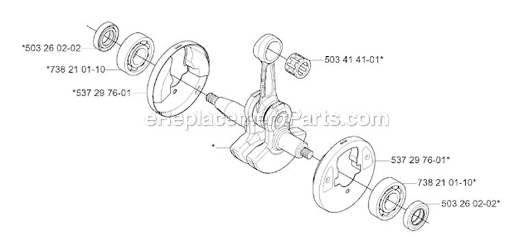 Crankshaft Diagram and Parts List for 335RX 2005-06 Husqvarna Brush Cutter