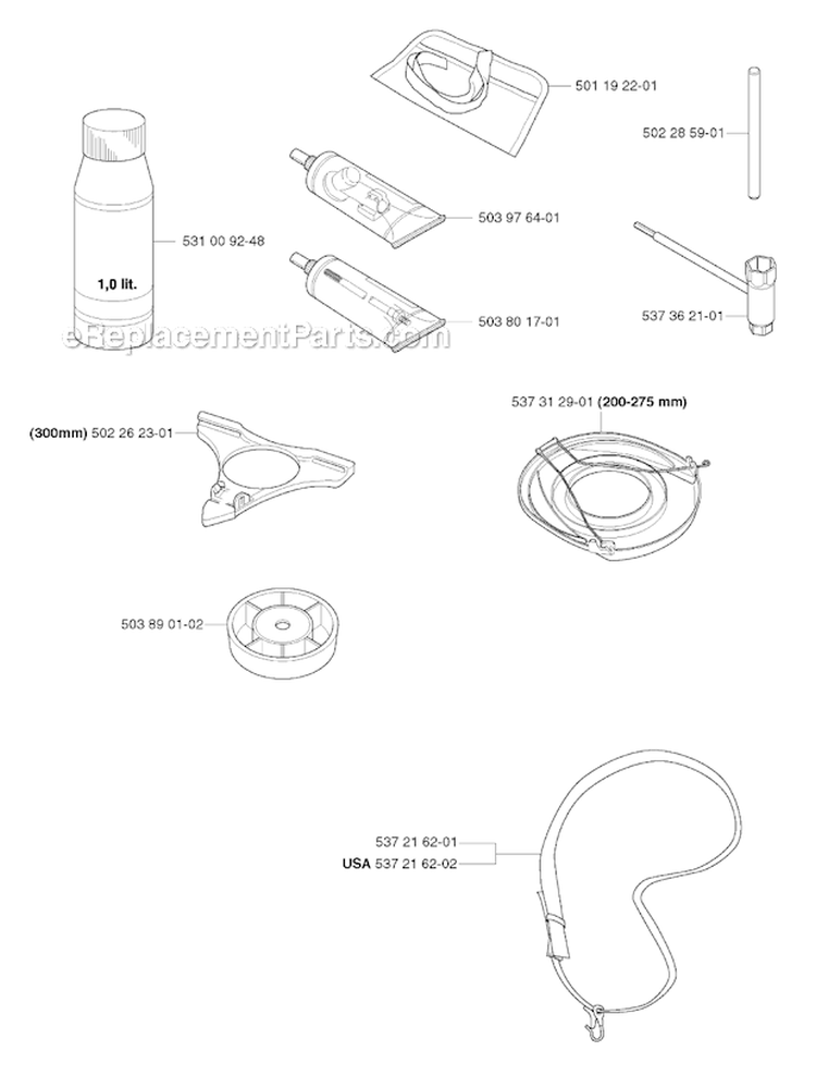 Accessories Diagram and Parts List for 335RX 2006-10 Husqvarna Brush Cutter
