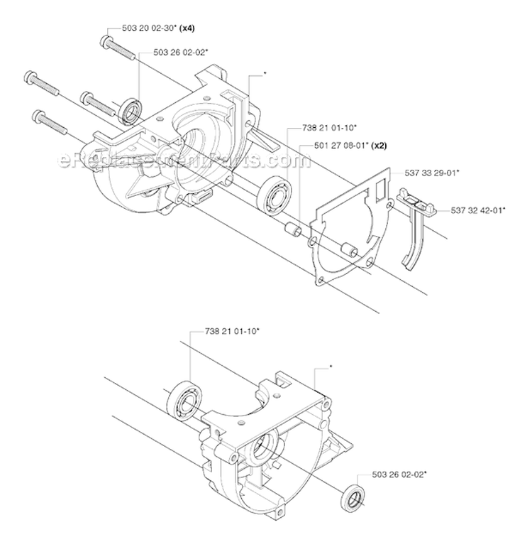 Crankcase Diagram and Parts List for 335RX 2006-10 Husqvarna Brush Cutter