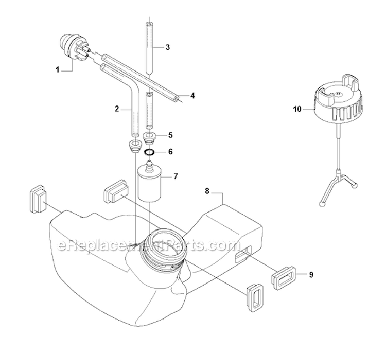 Fuel Tank Diagram and Parts List for 335RX 2008-10 Husqvarna Brush Cutter