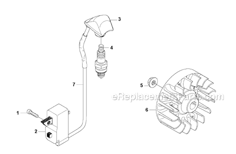 Ignition System Diagram and Parts List for 335RX 2008-10 Husqvarna Brush Cutter