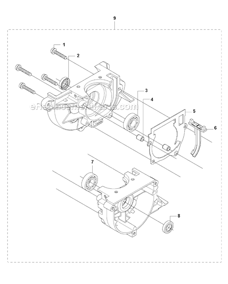 Crankcase Diagram and Parts List for 335RX 2008-10 Husqvarna Brush Cutter