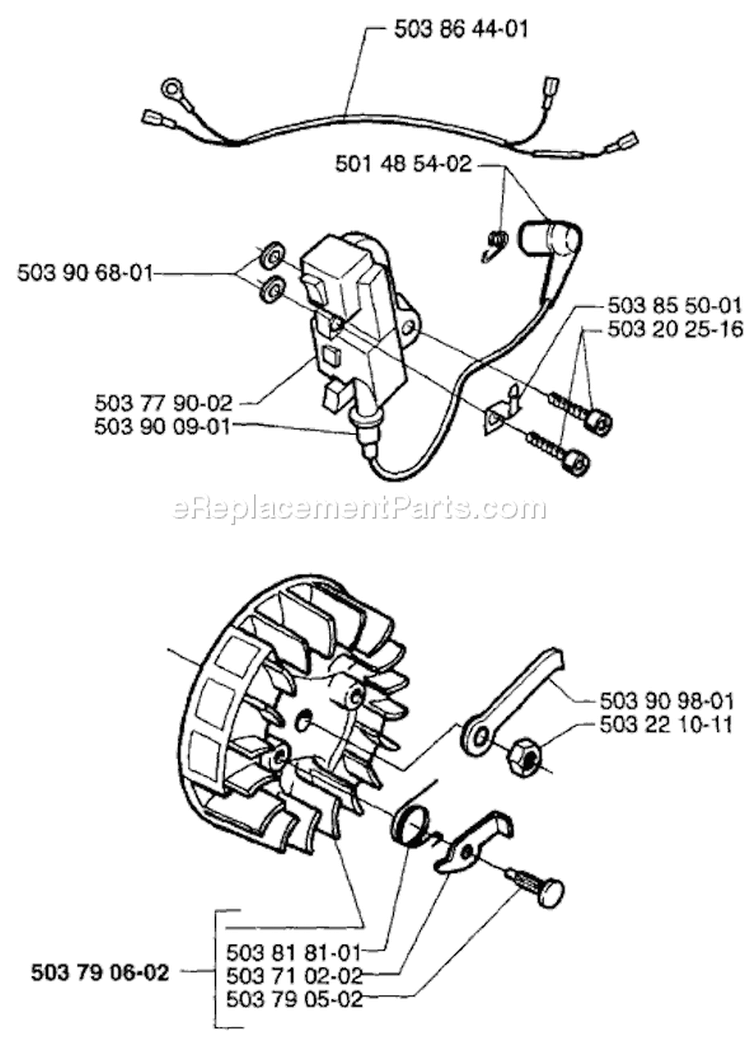 Page E Diagram and Parts List for 335XPT 335 XPT 1997-01 Husqvarna Chainsaw
