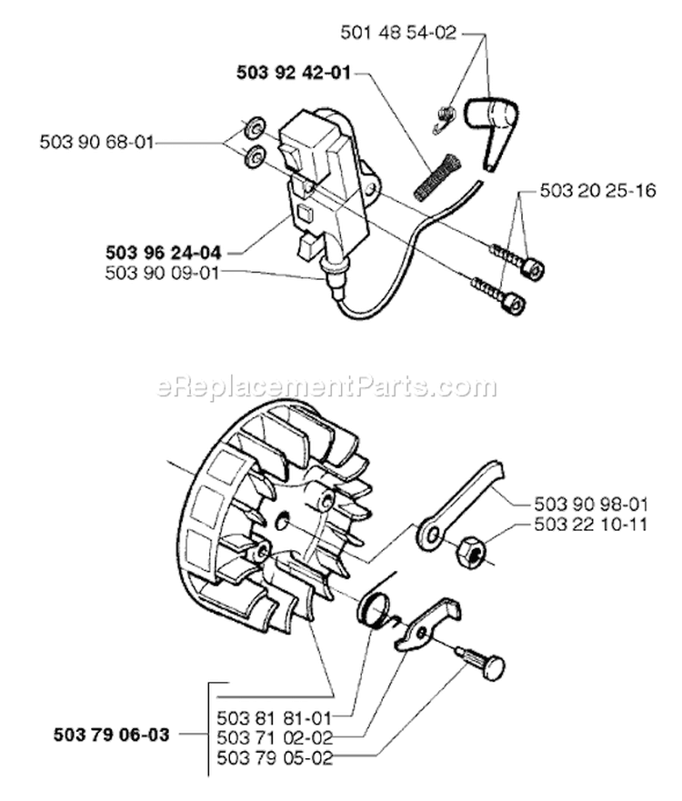 Page F Diagram and Parts List for 335XPT 335 XPT 1999-03 Husqvarna Chainsaw