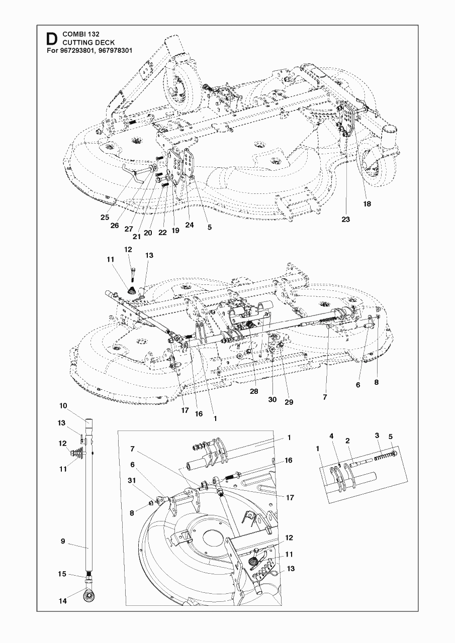 52-Inch/132cm Cutting Deck 8 Diagram and Parts List for C132 P500 Husqvarna Lawn Tractor Accessories