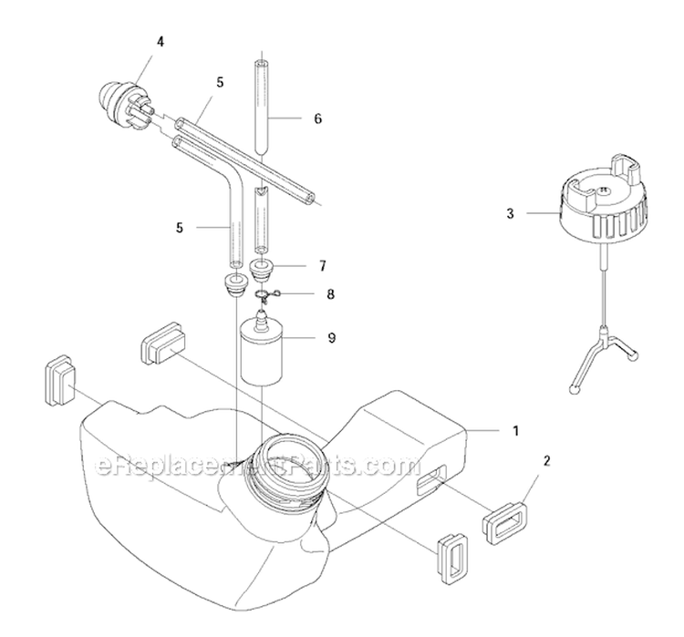 Fuel Tank Diagram and Parts List for 336FRD 2011-02 Husqvarna Brush Cutter