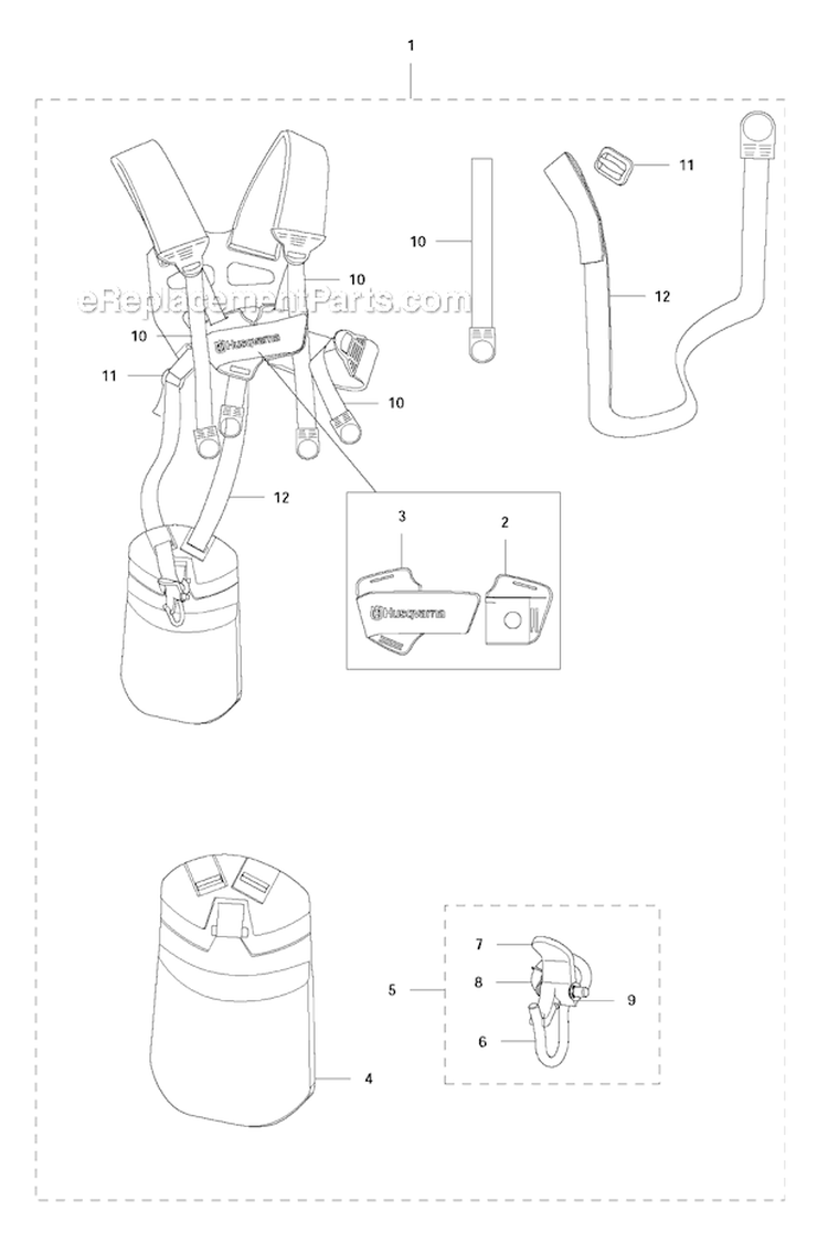 Harness Diagram and Parts List for 336FRD 2011-02 Husqvarna Brush Cutter