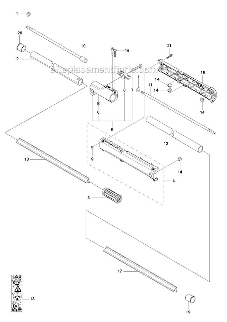 Shaft Diagram and Parts List for 336FRD 2011-02 Husqvarna Brush Cutter