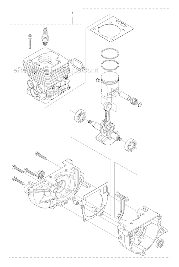 Short Block Diagram and Parts List for 336FRD 2011-02 Husqvarna Brush Cutter