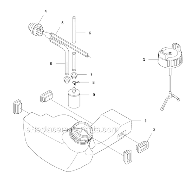 Fuel Tank Diagram and Parts List for 336FR 2011-02 Husqvarna Brush Cutter
