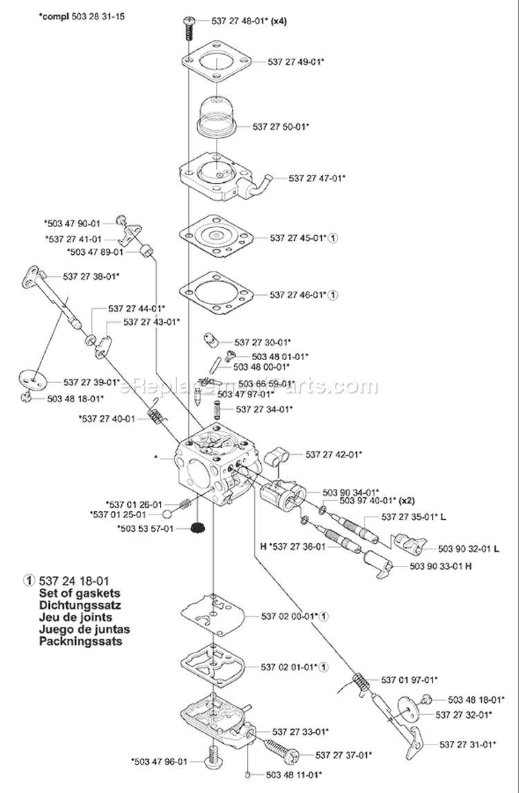 Page A Diagram and Parts List for 336 2003-10 Husqvarna Chainsaw