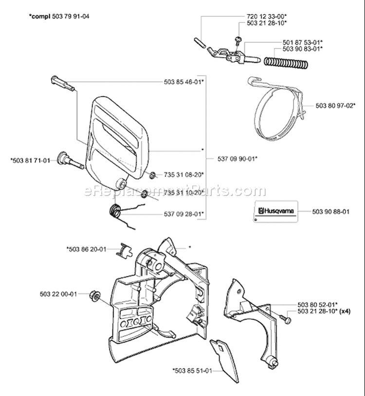 Page B Diagram and Parts List for 336 2003-10 Husqvarna Chainsaw