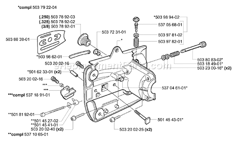 Page E Diagram and Parts List for 336 2003-10 Husqvarna Chainsaw