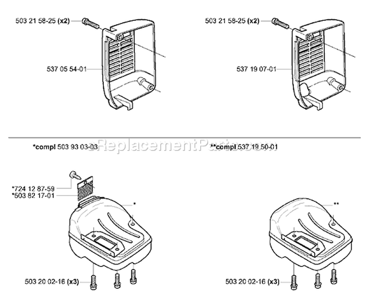 Page H Diagram and Parts List for 336 2003-10 Husqvarna Chainsaw
