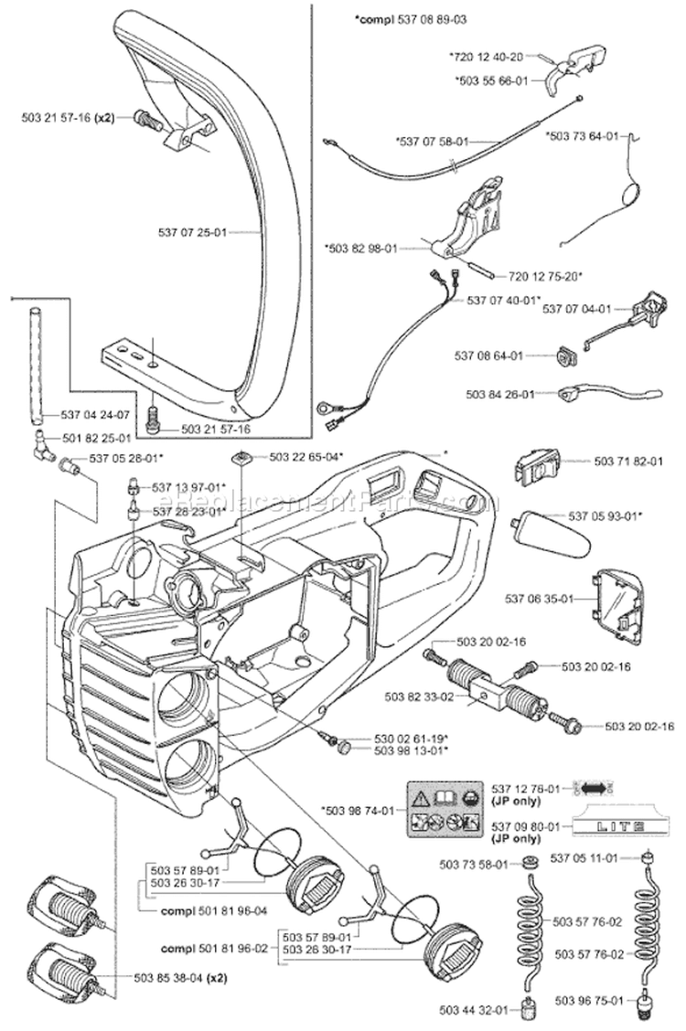 Page M Diagram and Parts List for 336 2004-01 Husqvarna Chainsaw