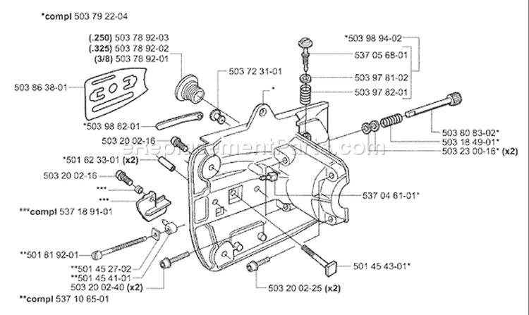 Page F Diagram and Parts List for 336 2004-01 Husqvarna Chainsaw