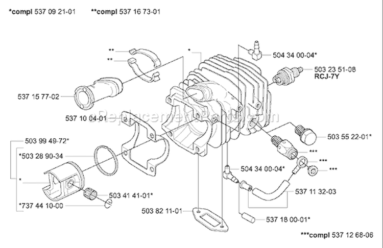 Page L Diagram and Parts List for 336 2005-03 Husqvarna Chainsaw