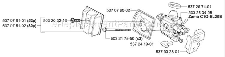 Page B Diagram and Parts List for 336 2005-03 Husqvarna Chainsaw
