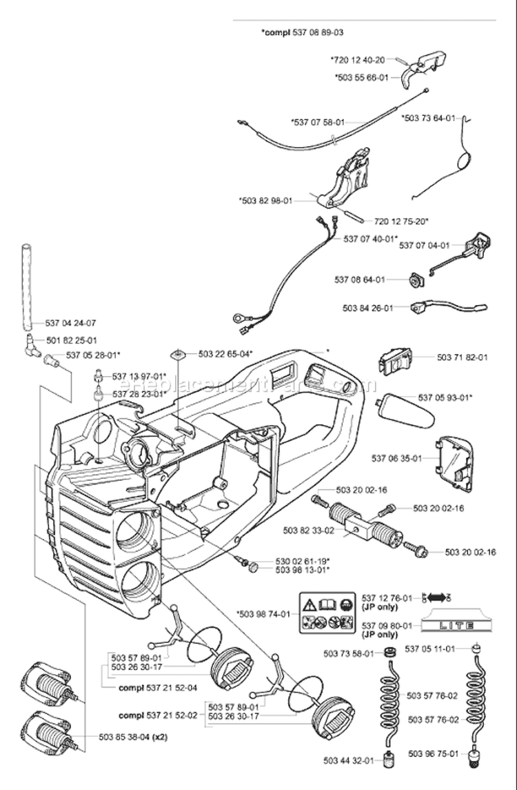 Page H Diagram and Parts List for 336 2005-03 Husqvarna Chainsaw