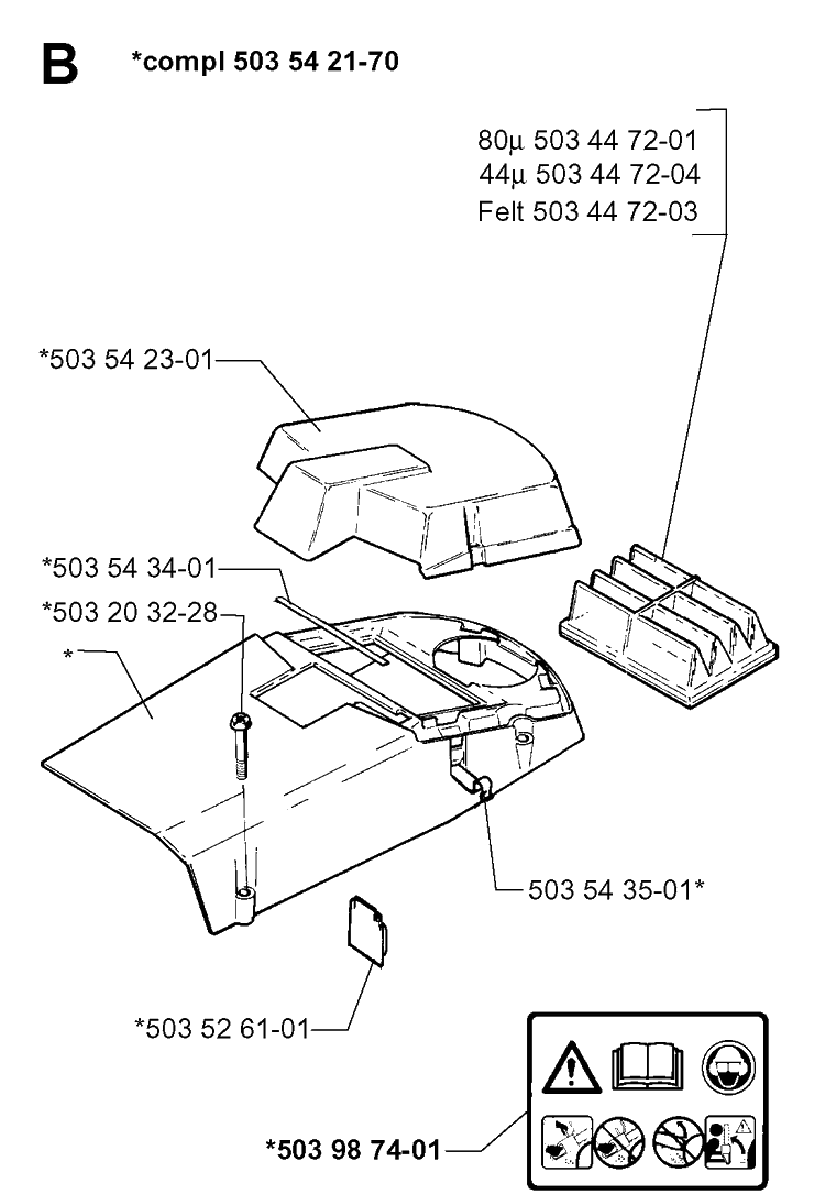 Cover Diagram and Parts List for 261 19992300001-Current Husqvarna Chainsaw