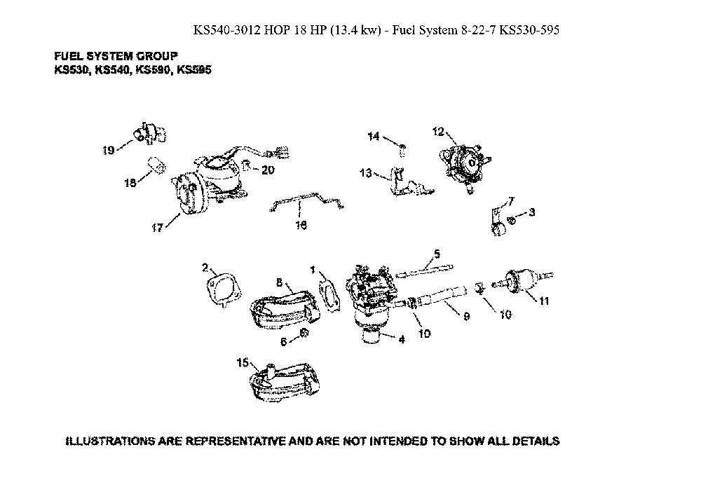 Fuel system Diagram and Parts List for LT1597-96041039300  Husqvarna Lawn Tractor