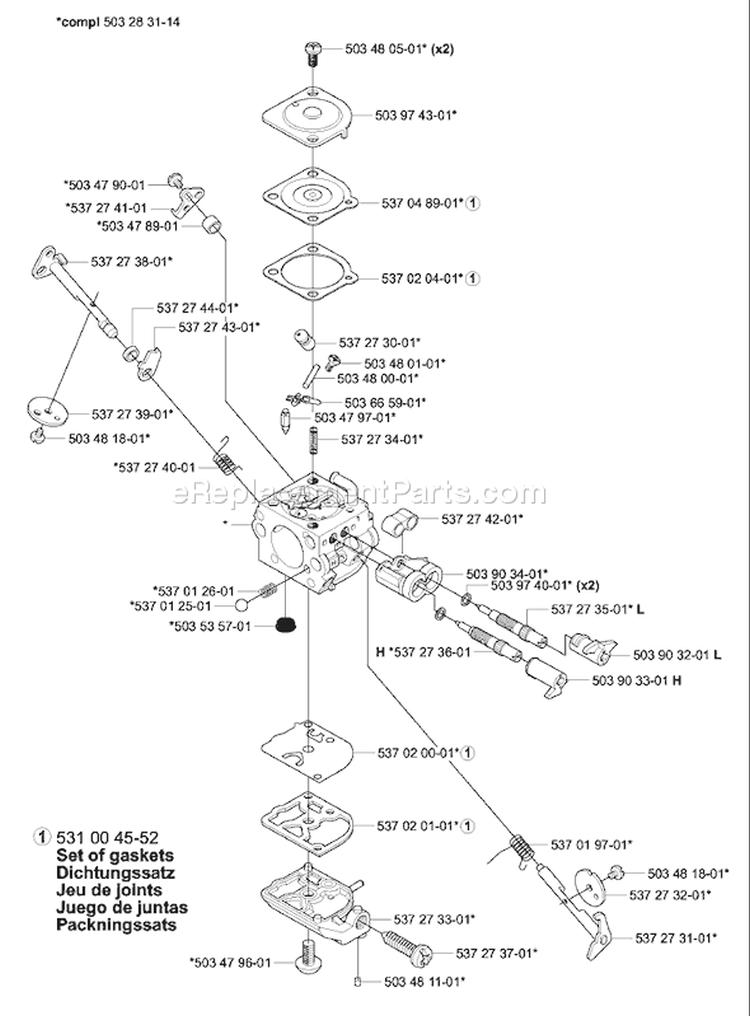 Page A Diagram and Parts List for 338XPT 338 XPT 2003-11 Husqvarna Chainsaw