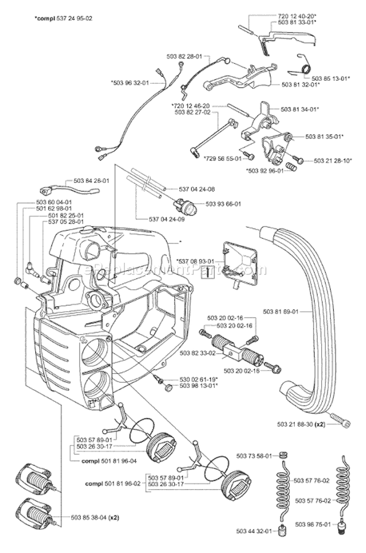 Page L Diagram and Parts List for 338XPT 338 XPT 2004-01 Husqvarna Chainsaw