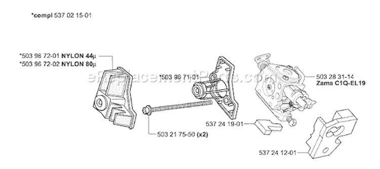 Page C Diagram and Parts List for 338XPT 338 XPT 2004-01 Husqvarna Chainsaw