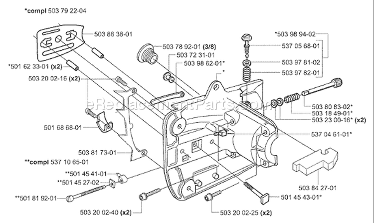 Page E Diagram and Parts List for 334T 334 T 2004-01 Husqvarna Chainsaw