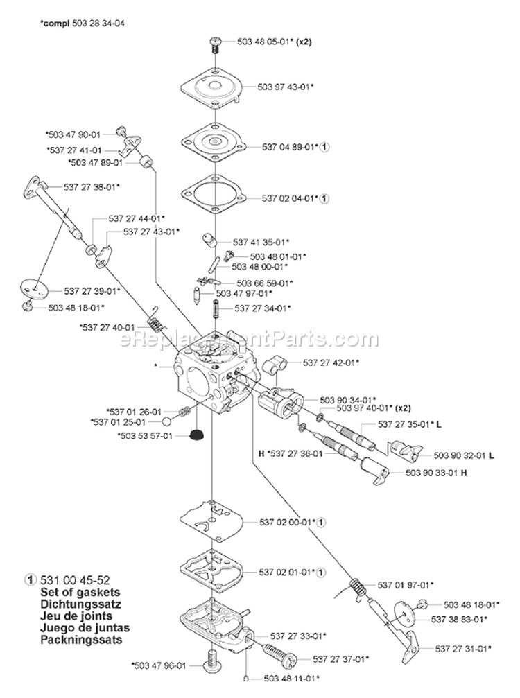 Page A Diagram and Parts List for 338XPT 338 XPT 2005-03 Husqvarna Chainsaw