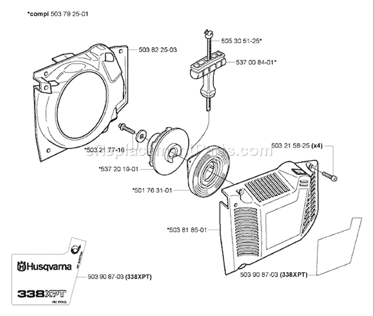 Page L Diagram and Parts List for 338XPT 338 XPT 2005-03 Husqvarna Chainsaw