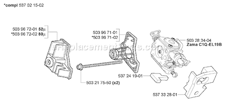 Page B Diagram and Parts List for 338XPT 338 XPT 2005-03 Husqvarna Chainsaw
