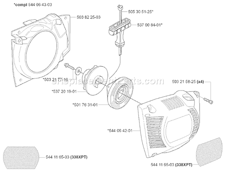 Page K Diagram and Parts List for 338XPT 338 XPT 2006-01 Husqvarna Chainsaw