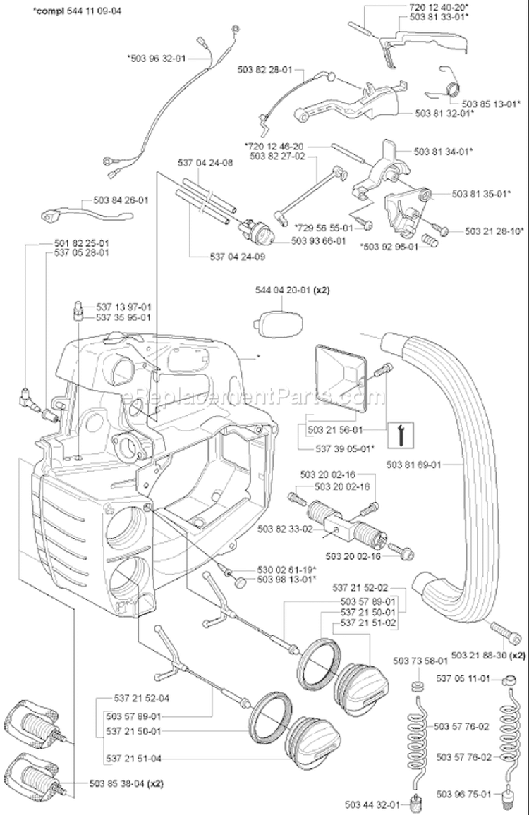 Page L Diagram and Parts List for 338XPT 338 XPT 2006-01 Husqvarna Chainsaw