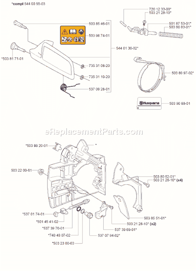 Page B Diagram and Parts List for 338XPT 338 XPT 2006-01 Husqvarna Chainsaw