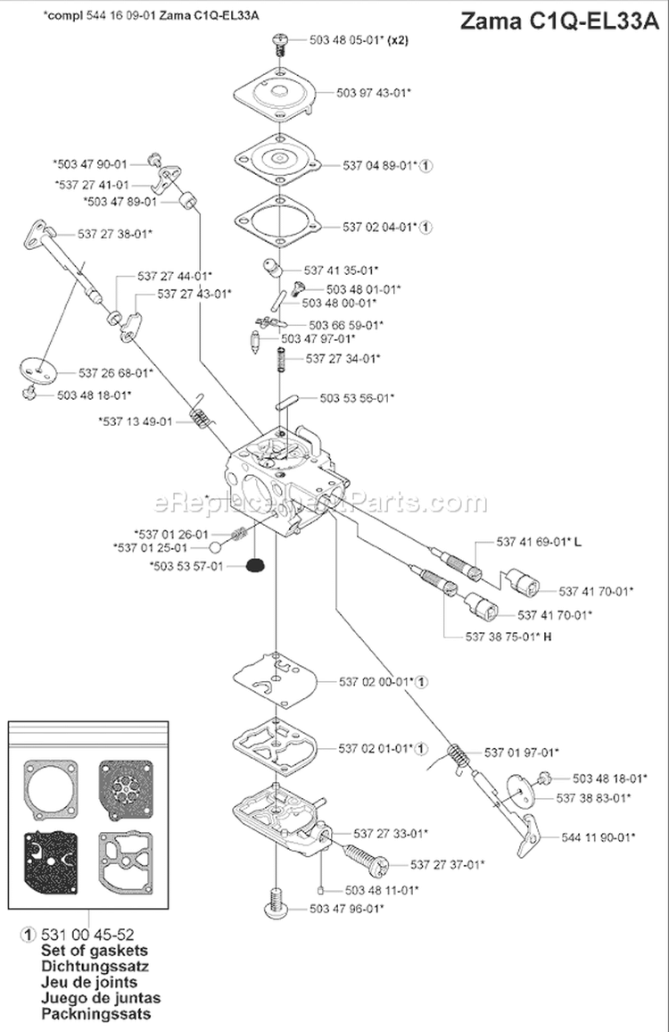 Page A Diagram and Parts List for 338XPT 338 XPT 2006-09 Husqvarna Chainsaw