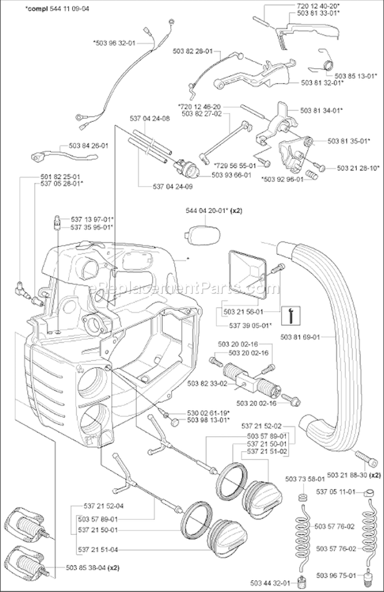 Page L Diagram and Parts List for 338XPT 338 XPT 2006-09 Husqvarna Chainsaw