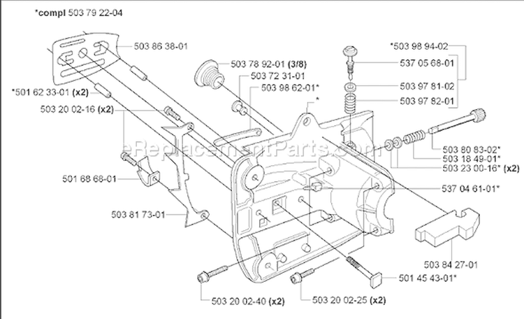Page E Diagram and Parts List for 338XPT 338 XPT 2006-09 Husqvarna Chainsaw