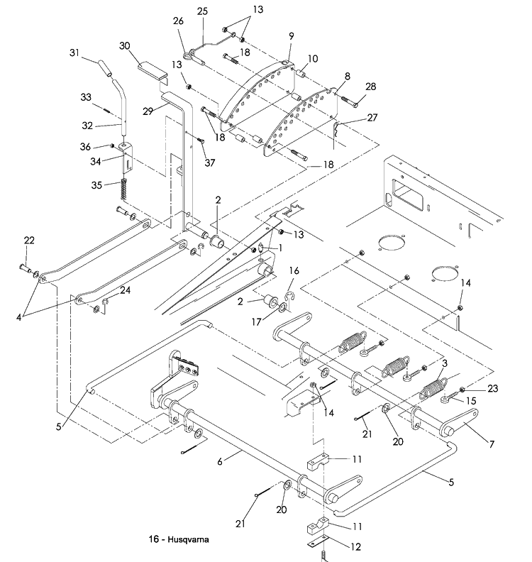 Mower Lift / Deck Lift Diagram and Parts List for LZF5227 (966956701)(2008-06) Husqvarna Lawn Mower