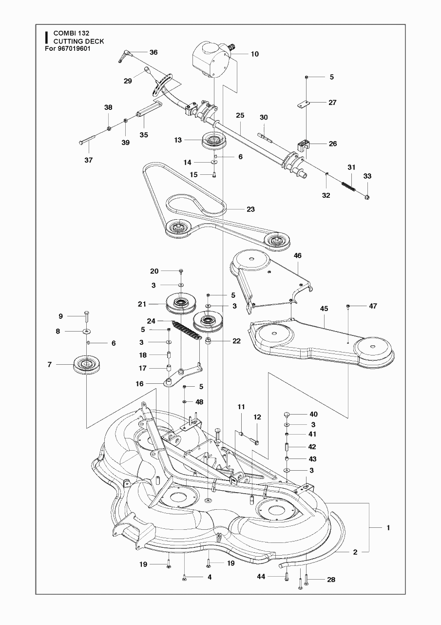 52-Inch/132cm Cutting Deck 5 Diagram and Parts List for C132 (961019501)(2012) Husqvarna Lawn Tractor Accessories