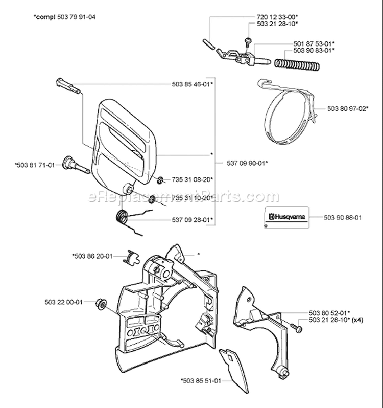 Page C Diagram and Parts List for 339XPT 339 XPT 2005-03 Husqvarna Chainsaw
