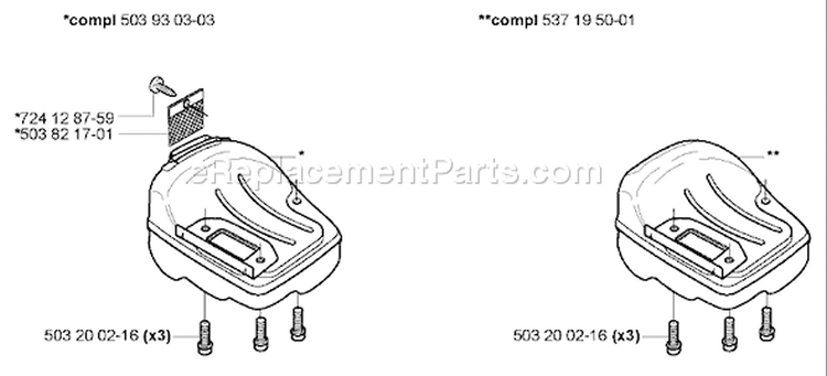 Page H Diagram and Parts List for 339XPT 339 XPT 2005-03 Husqvarna Chainsaw
