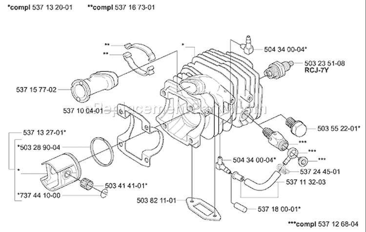 Page J Diagram and Parts List for 339XP 339 XP 2003-10 Husqvarna Chainsaw
