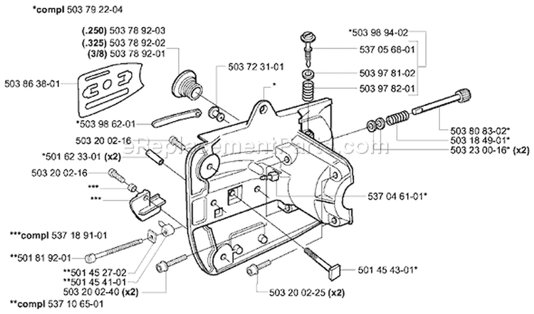 Page E Diagram and Parts List for 339XP 339 XP 2003-10 Husqvarna Chainsaw