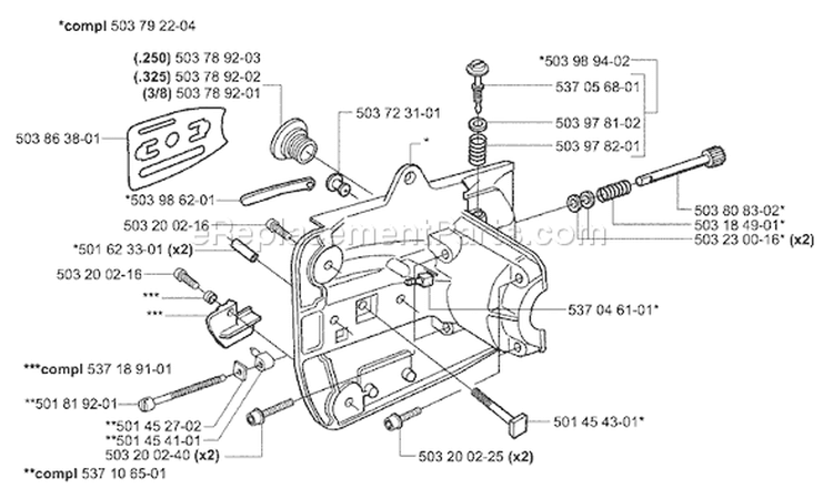 Page E Diagram and Parts List for 339XP 339 XP 2004-01 Husqvarna Chainsaw