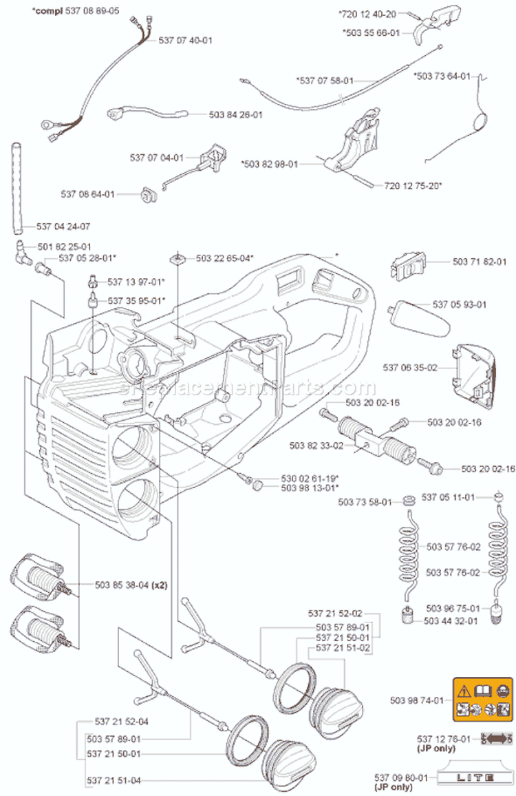 Page K Diagram and Parts List for 339XP 339 XP 2006-09 Husqvarna Chainsaw