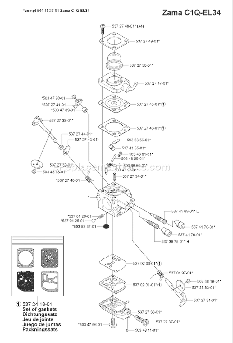 Page B Diagram and Parts List for 339XP 339 XP 2006-09 Husqvarna Chainsaw