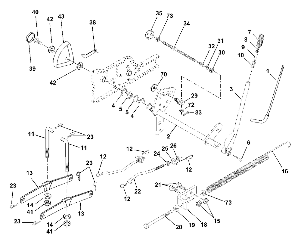 Mower Lift Diagram and Parts List for GTH2250 (954567093-A)(2000-11) Husqvarna Lawn Tractor