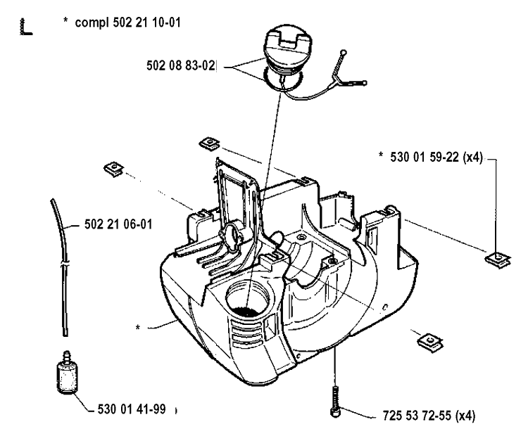 Crankcase Diagram and Parts List for 235R 19914800001-19930600000 Husqvarna Brush Cutter